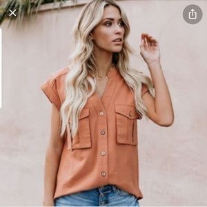 Vici 	Machu Picchu Burnt orange Cotton Top, Medium